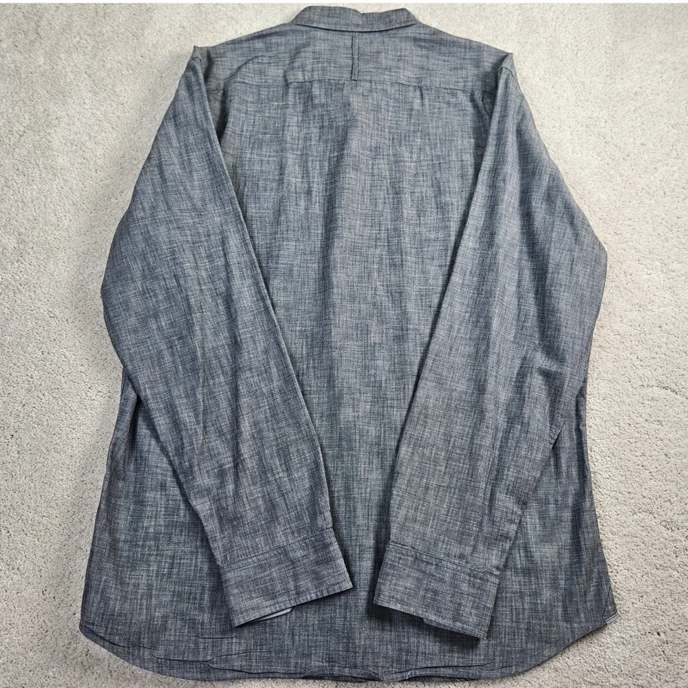 Men's Banana Republic Gray Cotton Long Sleeve Button Down Shirt L‎ Preppy Office